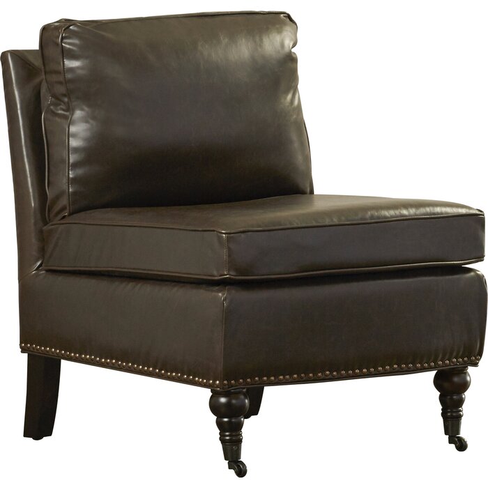 Faux leather slipper chair